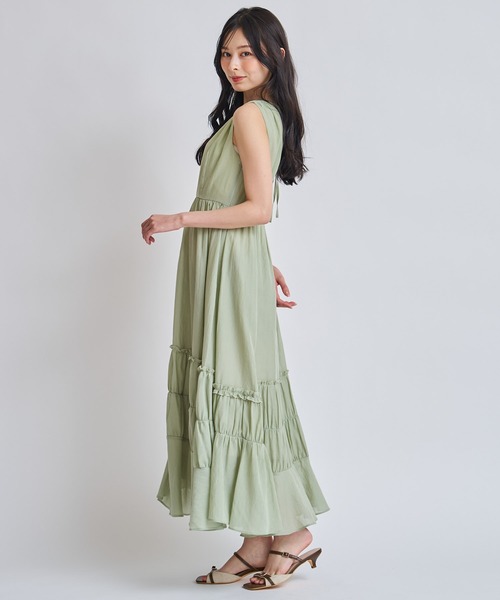 NOELA(ノエラ)の「ティアードギャザーノースリワンピース(ワンピース・レディース・オレンジ/グリーン・M/S)」の12枚目の写真