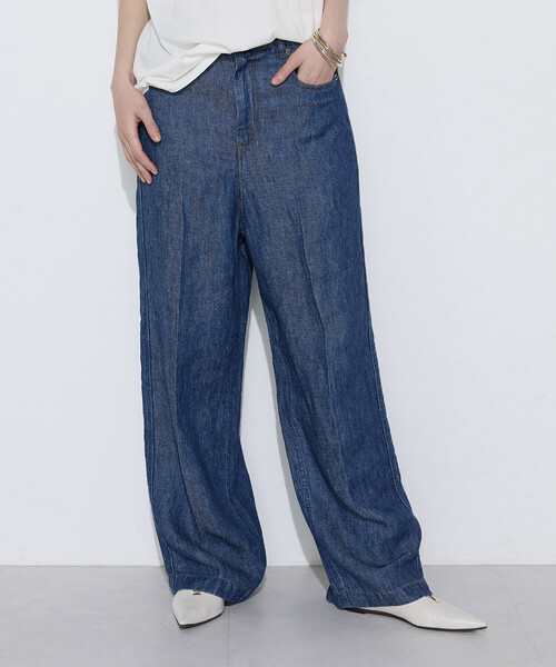 COMME CA Wardrobe(コムサワードローブ)の「リネンデニム パンツ(その他パンツ・レディース・インディゴブルー・9号/11号/7号)」の1枚目の写真