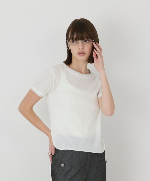 Diagram(ダイアグラム)の「シアーテレコカットトップ(Tシャツ/カットソー・レディース・ホワイト/ブラック/ブラウン・36)」の4枚目の写真