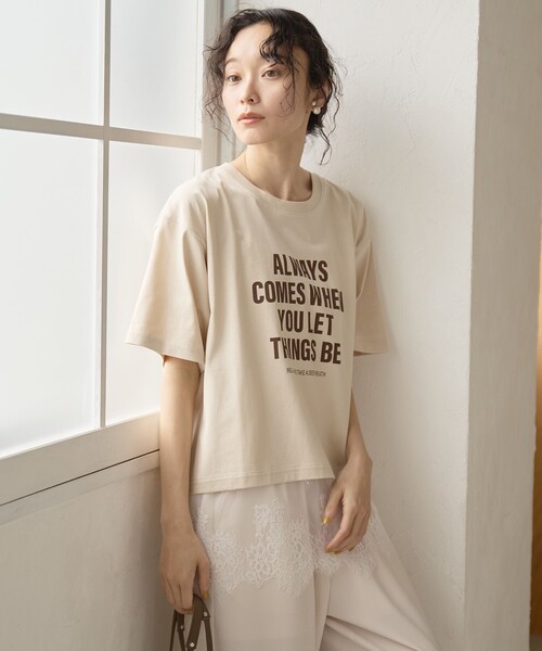 coen(コーエン)の「【WEB先行販売 / 汗染み軽減 / 接触冷感】裾レースドッキング アソートロゴプリントTシャツ(Tシャツ/カットソー・レディース・オフホワイト/ベージュ/ダークグレー/ライトグレー・L/M)」の21枚目の写真