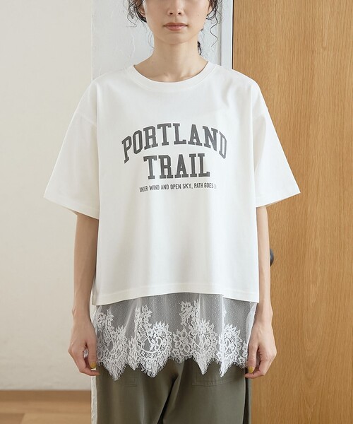 coen(コーエン)の「【WEB先行販売 / 汗染み軽減 / 接触冷感】裾レースドッキング アソートロゴプリントTシャツ(Tシャツ/カットソー・レディース・オフホワイト/ベージュ/ダークグレー/ライトグレー・L/M)」の17枚目の写真