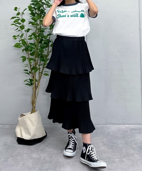 DOUBLE STEAL(ダブルスティール)の「WAIT A MINUTEイチゴプリント リンガーTシャツ(Tシャツ/カットソー・レディース・ネイビー・FREE)」の6枚目の写真