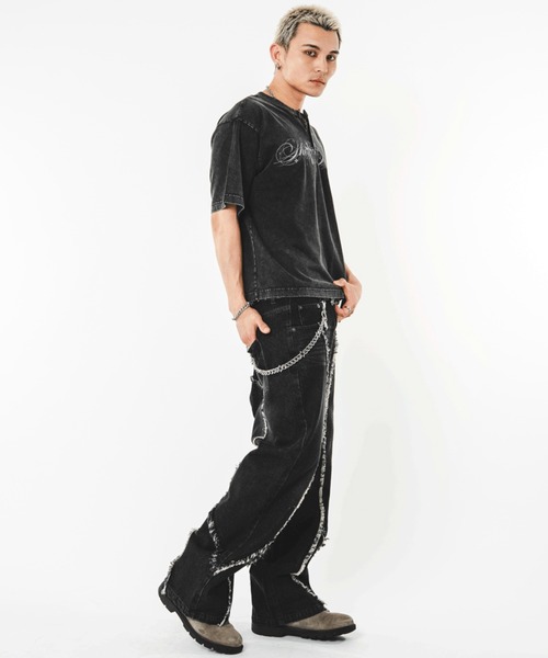 SHORT ROUND(ショートラウンド)の「SHORT ROUND/【26年春夏新作】フリンジフレアデニムパンツ(デニムパンツ・メンズ・ブラック系3・LARGE/MEDIUM)」の13枚目の写真