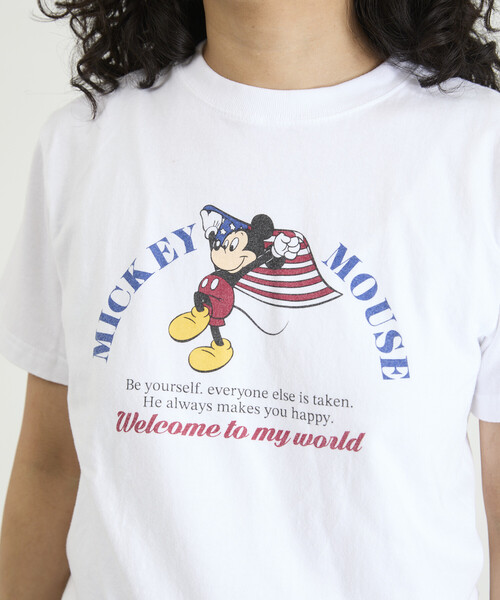 Freada(フリーダ)の「Freada/フリーダ 【MICKEY / ミッキー 】コンパクト ちびTシャツ NEW(Tシャツ/カットソー・レディース・ブラック/ホワイト・ONE SIZE)」の8枚目の写真