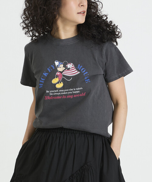 Freada(フリーダ)の「Freada/フリーダ 【MICKEY / ミッキー 】コンパクト ちびTシャツ NEW(Tシャツ/カットソー・レディース・ブラック/ホワイト・ONE SIZE)」の14枚目の写真