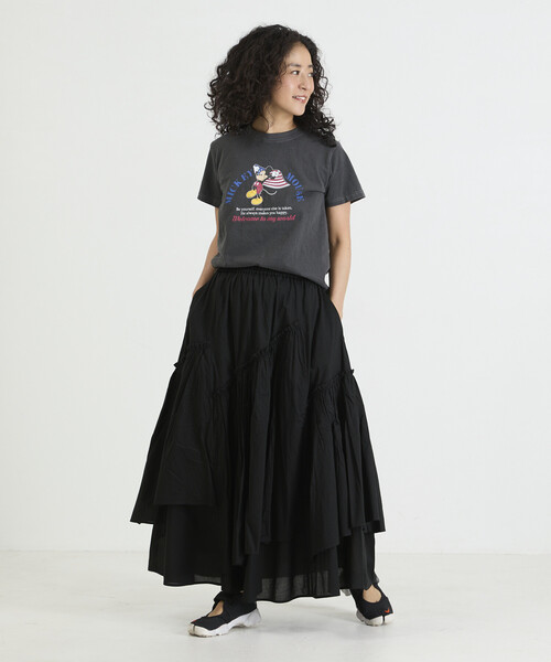 Freada(フリーダ)の「Freada/フリーダ 【MICKEY / ミッキー 】コンパクト ちびTシャツ NEW(Tシャツ/カットソー・レディース・ブラック/ホワイト・ONE SIZE)」の16枚目の写真