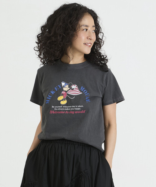 Freada(フリーダ)の「Freada/フリーダ 【MICKEY / ミッキー 】コンパクト ちびTシャツ NEW(Tシャツ/カットソー・レディース・ブラック/ホワイト・ONE SIZE)」の17枚目の写真