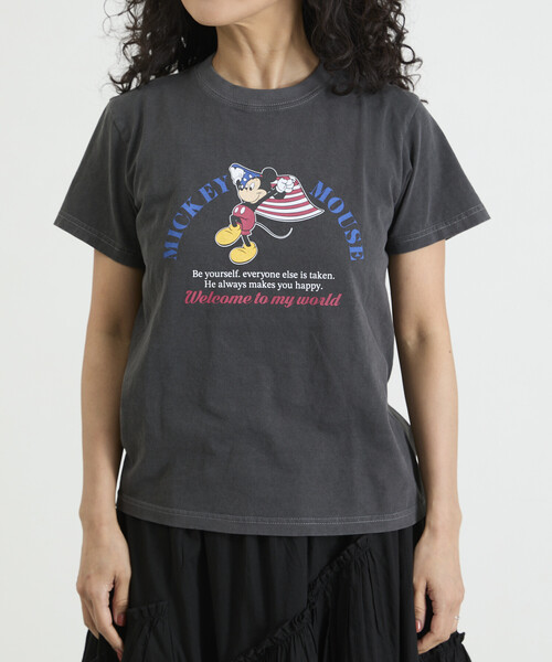 Freada(フリーダ)の「Freada/フリーダ 【MICKEY / ミッキー 】コンパクト ちびTシャツ NEW(Tシャツ/カットソー・レディース・ブラック/ホワイト・ONE SIZE)」の19枚目の写真