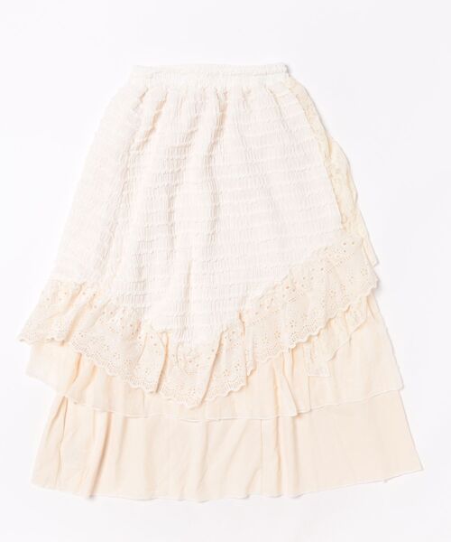 SPINNS（スピンズ）の「異素材ドッキングロングスカート/レース/NEO森ガール（スカート・レディース・ホワイト・ONESIZE）」の3枚目の写真