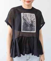 Three Four Time（スリーフォータイム）の「Photoプリントニットプルオーバー（Tシャツ/カットソー）」