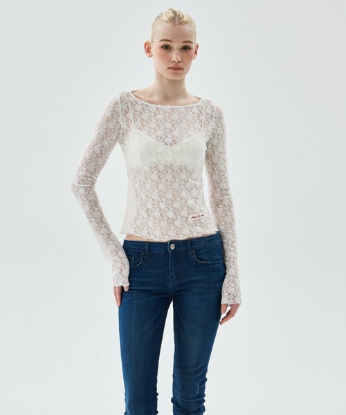 Mardi Mercredi（マルディメクルディ）の「LAYERED TOP LACE / レイヤード トップ レース（Tシャツ/カットソー・レディース・アイボリー・FREE）」の2枚目の写真