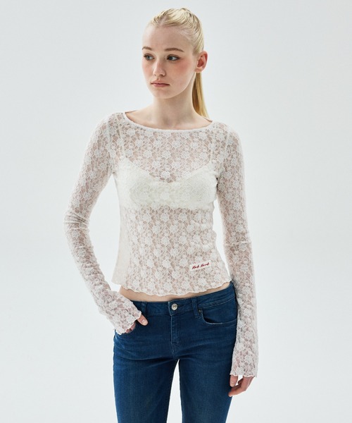 Mardi Mercredi（マルディメクルディ）の「LAYERED TOP LACE / レイヤード トップ レース（Tシャツ/カットソー・レディース・アイボリー・FREE）」の3枚目の写真