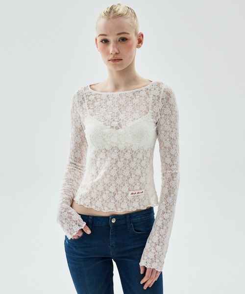 Mardi Mercredi（マルディメクルディ）の「LAYERED TOP LACE / レイヤード トップ レース（Tシャツ/カットソー・レディース・アイボリー・FREE）」の8枚目の写真