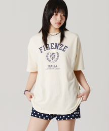ヴィンテージフィレンツェリリ半袖Tシャツ(クリーム)