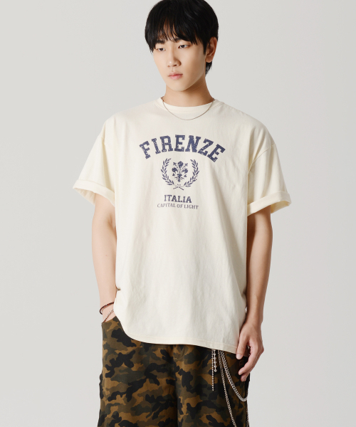 PIECEMAKER(ピースメーカー)の「ヴィンテージフィレンツェリリ半袖Tシャツ(クリーム)(Tシャツ/カットソー・レディース・その他・LARGE/MEDIUM)」の4枚目の写真