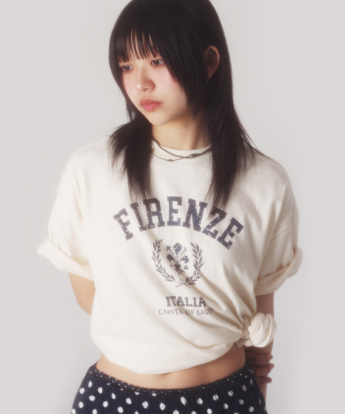 PIECEMAKER(ピースメーカー)の「ヴィンテージフィレンツェリリ半袖Tシャツ(クリーム)(Tシャツ/カットソー・レディース・その他・LARGE/MEDIUM)」の5枚目の写真