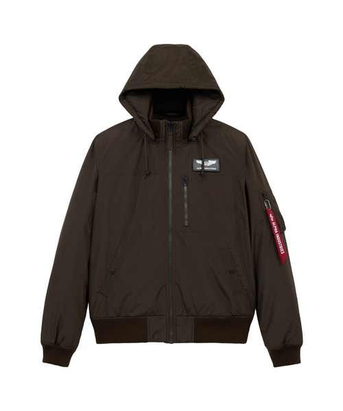 Alpha Industries（アルファインダストリーズ）の「Alpha Industries/アルファ インダストリーズ/MA‐1 HOODED REGULAR FIT FLIGHT JACKET/MA-1フード レギュラーフィット フライトジャケット（ミリタリージャケット・メンズ・ブラック/ブラウン・S/M/L/2XL/XL）」の2枚目の写真