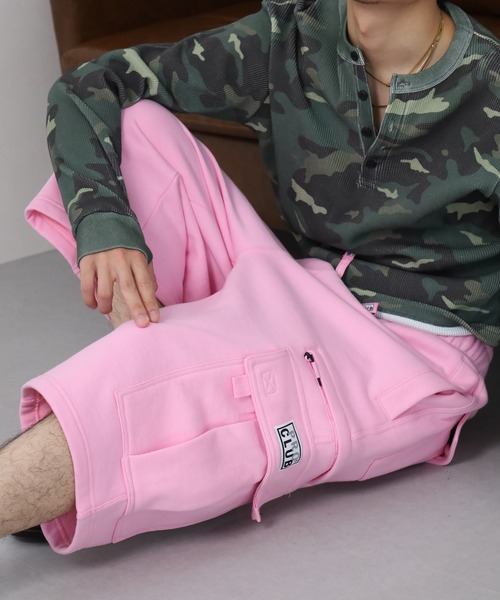 PRO CLUB (プロクラブ)の「PRO CLUB SWEAT SHORT PANT ヘビーウェイト スウェット カーゴショーツ(スウェットパンツ・メンズ・ピンク/ブラック・L)」の2枚目の写真
