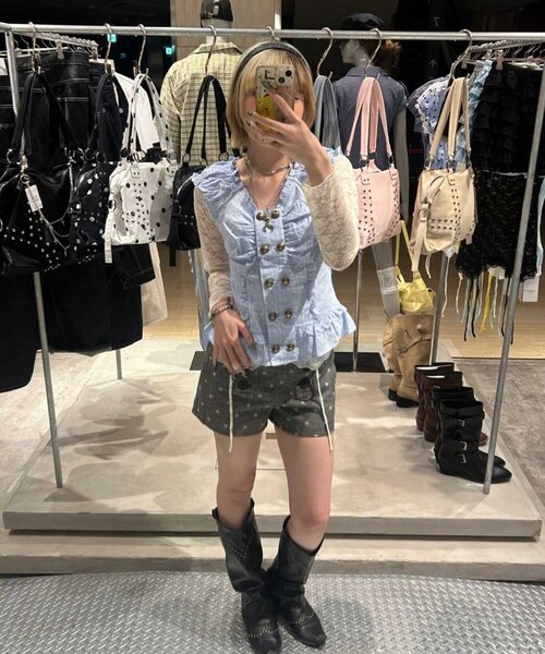 WHO'S WHO gallery(フーズフーギャラリー)の「【26AW新色カラーあり】レースガータートップス(Tシャツ/カットソー・レディース・ミント/ブラック/ダークブラウン/オフホワイト・FREE)」の8枚目の写真