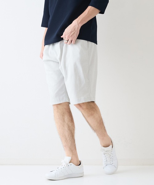 LB/S (エルビーエス)の「【NATURAL STORY/ナチュラルストーリー】【通気性が良く清涼感のある履き心地】リネンタッチ ショートパンツ 快適素材 ドライタッチ 速乾 シャリパン ストレッチ ユニセックス(その他パンツ・メンズ・オフホワイト・MEDIUM)」の6枚目の写真