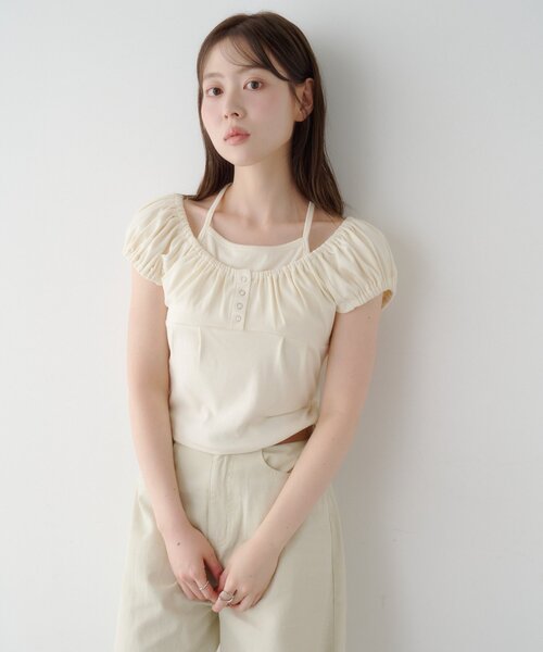 Kastane(カスタネ)の「【WEB先行】ホルターヘンリーチビtee(Tシャツ/カットソー・レディース・グレー/アイボリー/ミント/ブラウン・FREE)」の10枚目の写真