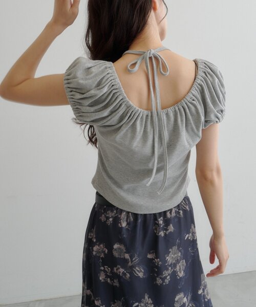 Kastane(カスタネ)の「【2WAY/二の腕カバー】ホルターコンパクトtee(Tシャツ/カットソー・レディース・グレー/アイボリー/ミント/ブラウン・FREE)」の5枚目の写真