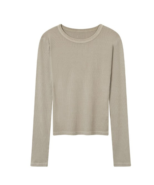 MORVE13(モルブ13)の「メルビルピグメントTシャツ(Tシャツ/カットソー・レディース・バーガンディー/チャコール/スカイブルー/ベージュ・FREE)」の1枚目の写真