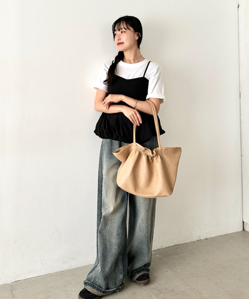 NATURALIST（ナチュラリスト）の「ギャザーデザイン 軽量ソフト トートバッグ（トートバッグ・レディース・アイボリー/ブラウン/ブラック・FREE）」の17枚目の写真