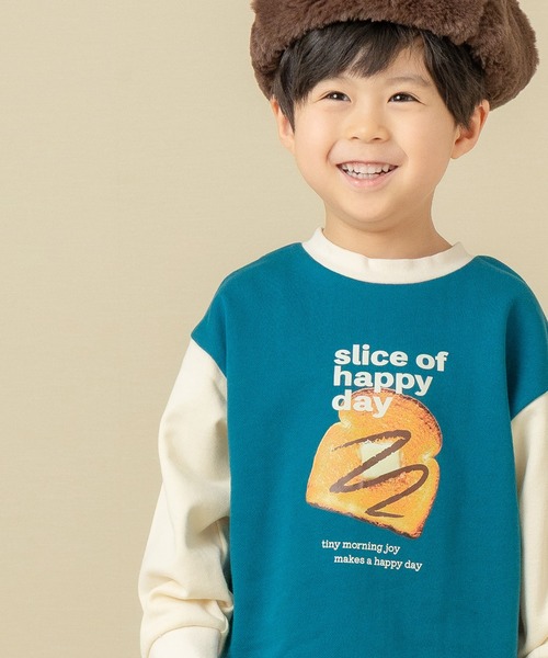 DILASH(ディラッシュ)の「【BABYお揃いあり◎/】綿100%】トーストプリントスウェット(Tシャツ/カットソー・キッズ・グリーン/クリーム・140/80/90/100/110/120/130)」の1枚目の写真