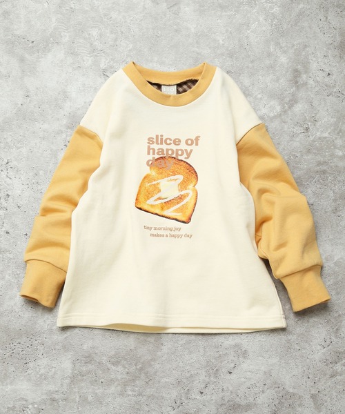 DILASH(ディラッシュ)の「【BABYお揃いあり◎/】綿100%】トーストプリントスウェット(Tシャツ/カットソー・キッズ・グリーン/クリーム・140/80/90/100/110/120/130)」の2枚目の写真