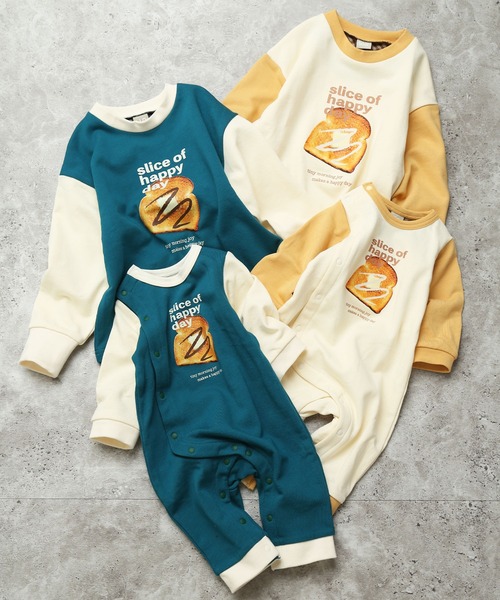 DILASH(ディラッシュ)の「【BABYお揃いあり◎/】綿100%】トーストプリントスウェット(Tシャツ/カットソー・キッズ・グリーン/クリーム・140/80/90/100/110/120/130)」の5枚目の写真