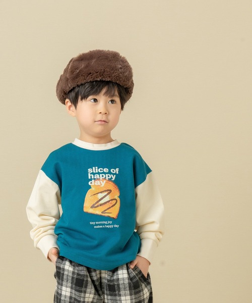 DILASH(ディラッシュ)の「【BABYお揃いあり◎/】綿100%】トーストプリントスウェット(Tシャツ/カットソー・キッズ・グリーン/クリーム・140/80/90/100/110/120/130)」の3枚目の写真