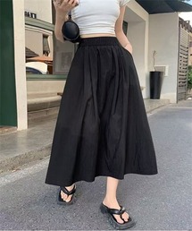 ウエストゴムロングフレアスカート・美脚スカート