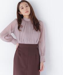 NATURAL BEAUTY BASIC | ハイネックボリュームシアーブラウス(シャツ/ブラウス)