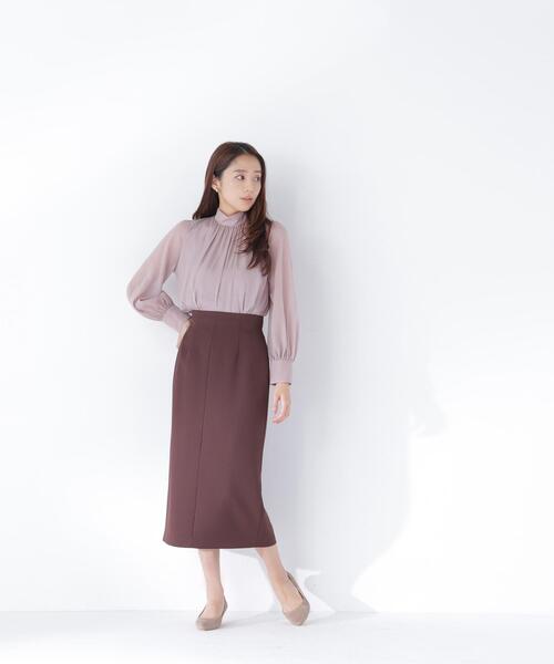 NATURAL BEAUTY BASIC（ナチュラルビューティーベーシック）の「ハイネックボリュームシアーブラウス（シャツ/ブラウス・レディース・オフホワイト/ライトグリーン/ブラウン・MEDIUM/SMALL）」の15枚目の写真