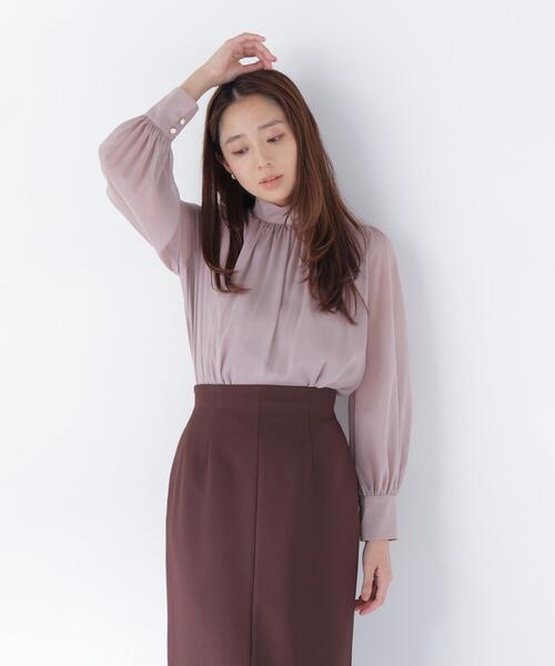 NATURAL BEAUTY BASIC（ナチュラルビューティーベーシック）の「ハイネックボリュームシアーブラウス（シャツ/ブラウス・レディース・オフホワイト/ライトグリーン/ブラウン・MEDIUM/SMALL）」の20枚目の写真