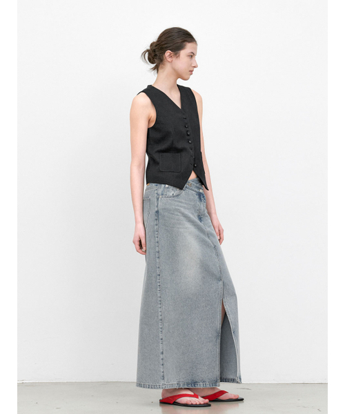 ATELIER NAIN（アトリエナイン）の「LEA LINEN SINGLE VEST (VT-0281)（ベスト・レディース・ブラック・MEDIUM/SMALL）」の3枚目の写真