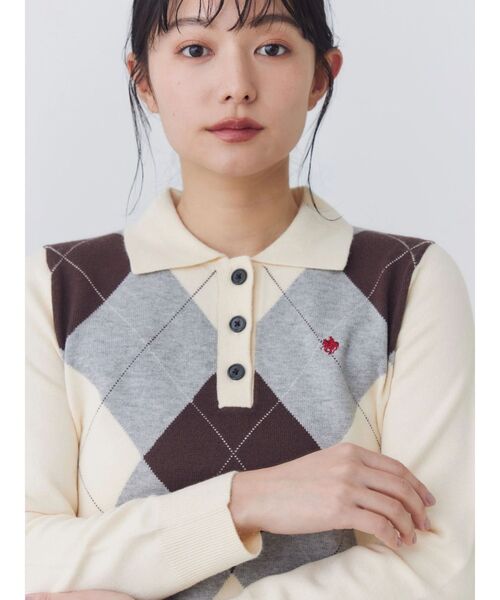 POLO BCS(ポロ ビーシーエス)の「【POLOBCS】アーガイルポロニット(ニット/セーター・レディース・キャメル/オフホワイト/ネイビー・MEDIUM)」の10枚目の写真