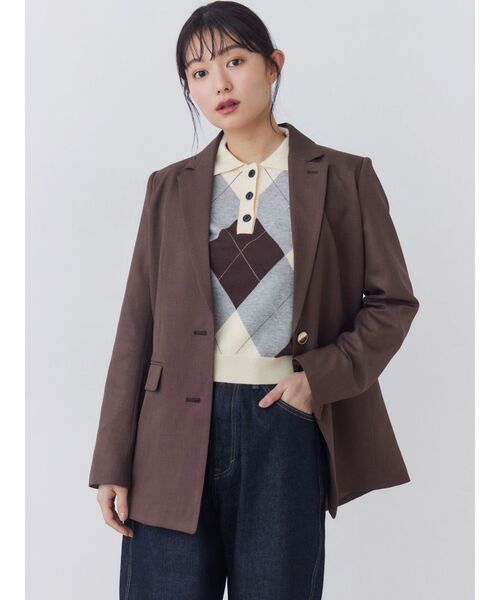 POLO BCS(ポロ ビーシーエス)の「【POLOBCS】アーガイルポロニット(ニット/セーター・レディース・キャメル/オフホワイト/ネイビー・MEDIUM)」の6枚目の写真