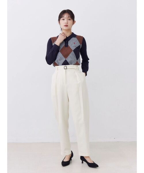 POLO BCS(ポロ ビーシーエス)の「【POLOBCS】アーガイルポロニット(ニット/セーター・レディース・キャメル/オフホワイト/ネイビー・MEDIUM)」の16枚目の写真
