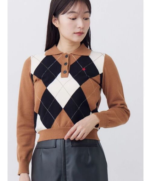 POLO BCS(ポロ ビーシーエス)の「【POLOBCS】アーガイルポロニット(ニット/セーター・レディース・キャメル/オフホワイト/ネイビー・MEDIUM)」の21枚目の写真
