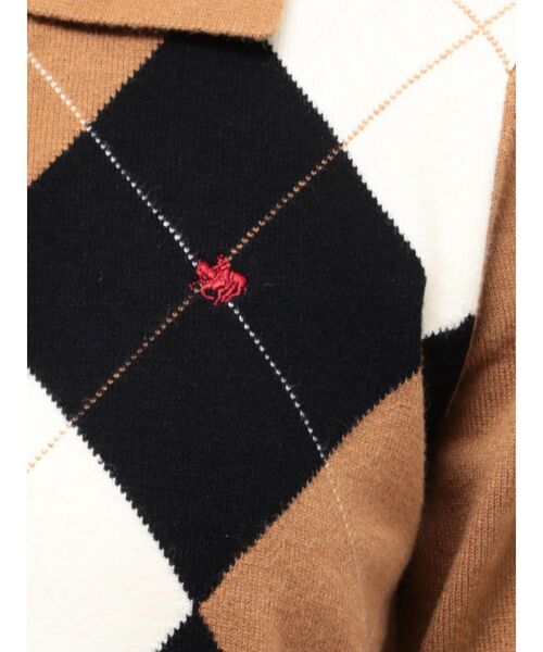 POLO BCS(ポロ ビーシーエス)の「【POLOBCS】アーガイルポロニット(ニット/セーター・レディース・キャメル/オフホワイト/ネイビー・MEDIUM)」の18枚目の写真