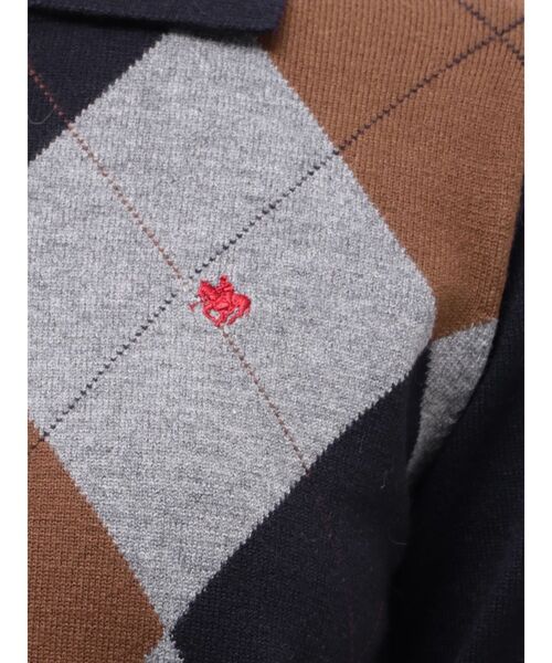 POLO BCS(ポロ ビーシーエス)の「【POLOBCS】アーガイルポロニット(ニット/セーター・レディース・キャメル/オフホワイト/ネイビー・MEDIUM)」の19枚目の写真