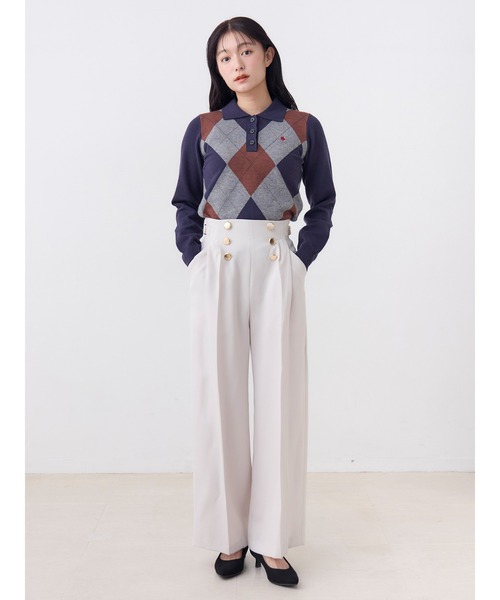 POLO BCS(ポロ ビーシーエス)の「【POLOBCS】アーガイルポロニット(ニット/セーター・レディース・キャメル/オフホワイト/ネイビー・MEDIUM)」の16枚目の写真