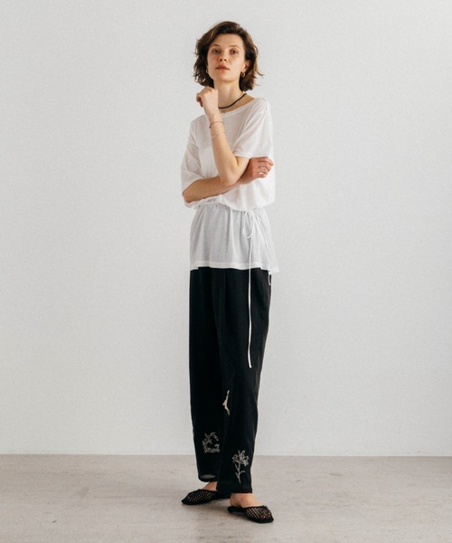 CREDONA(クレドナ)の「FRAGMENT VEIL PANTS/フラグメントベールパンツ(その他パンツ・レディース・アイボリー/ブラック・1/0)」の20枚目の写真