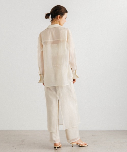 CREDONA(クレドナ)の「FRAGMENT VEIL PANTS/フラグメントベールパンツ(その他パンツ・レディース・アイボリー/ブラック・1/0)」の4枚目の写真