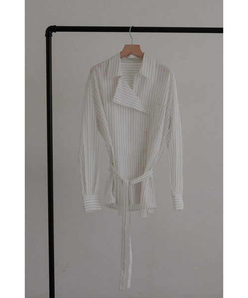 tento(テント)の「Oversized Belted Striped Shirt(シャツ/ブラウス・レディース・ブルー/ホワイト・FREE)」の21枚目の写真