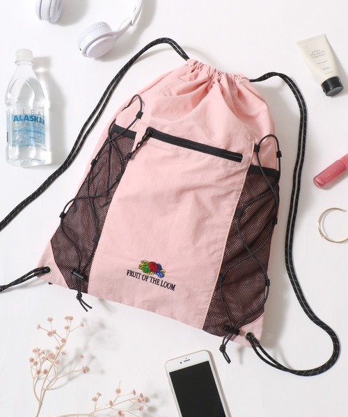 FRUIT OF THE LOOM(フルーツオブザルーム)の「FRUIT OF THE LOOM/フルーツオブザルーム ロゴ ワンポイント刺繍 ドローコード ナップサック/バックパック リュックサック/レディース メンズ(バックパック/リュック・レディース・イエロー/グレー/ピンク/ネイビー/ホワイト/ブラック・FREE)」の6枚目の写真