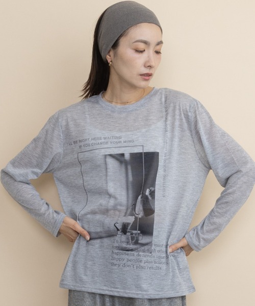 lodie(ロディ)の「フォトプリント シアーロンT(Tシャツ/カットソー・レディース・グレー/オレンジ/ミント・FREE)」の2枚目の写真