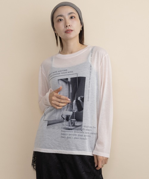 lodie(ロディ)の「フォトプリント シアーロンT(Tシャツ/カットソー・レディース・グレー/オレンジ/ミント・FREE)」の3枚目の写真